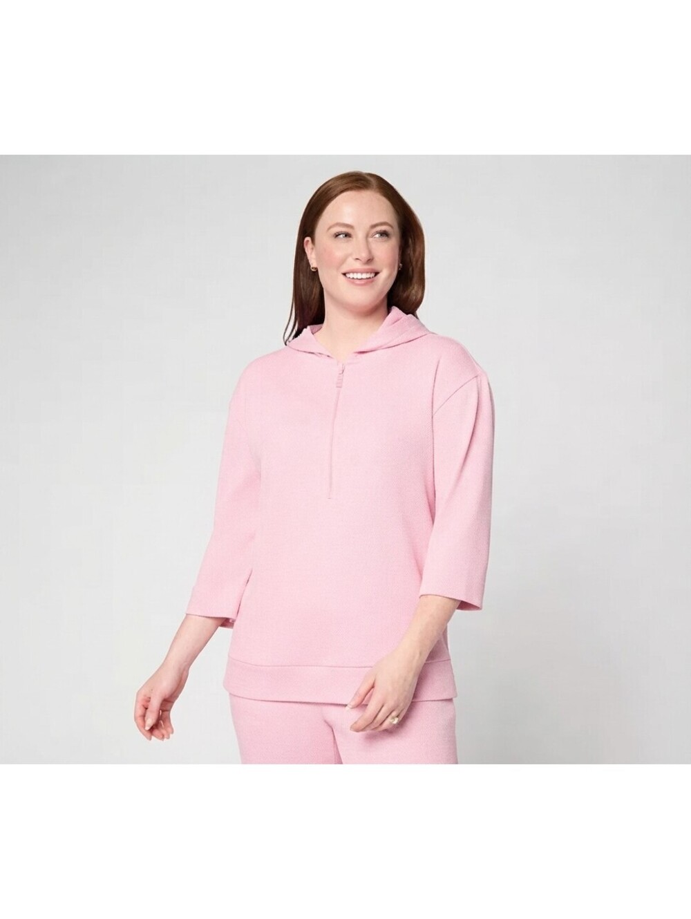 Belle by Kim Gravel Packabelle Ready to Resort Half Zip Hoodie Bleached Mauve 1X